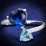 Rhodium 925 Sterling Silver Ring with Synthetic Synthetic Glass in Montana