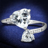 Rhodium 925 Sterling Silver Ring with AAA Grade CZ  in Clear
