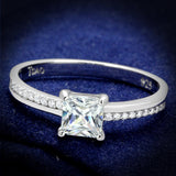 Rhodium 925 Sterling Silver Ring with AAA Grade CZ  in Clear