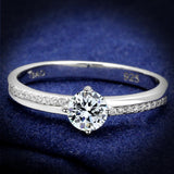 Rhodium 925 Sterling Silver Ring with AAA Grade CZ  in Clear