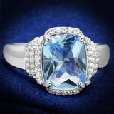 Rhodium 925 Sterling Silver Ring with Synthetic Synthetic Glass in Light Sapphire