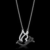 Rhodium + Ruthenium 925 Sterling Silver Chain Pendant with AAA Grade CZ  in Clear