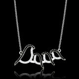 Rhodium + Ruthenium 925 Sterling Silver Chain Pendant with AAA Grade CZ  in Clear
