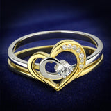 Gold+Rhodium 925 Sterling Silver Ring with AAA Grade CZ  in Clear