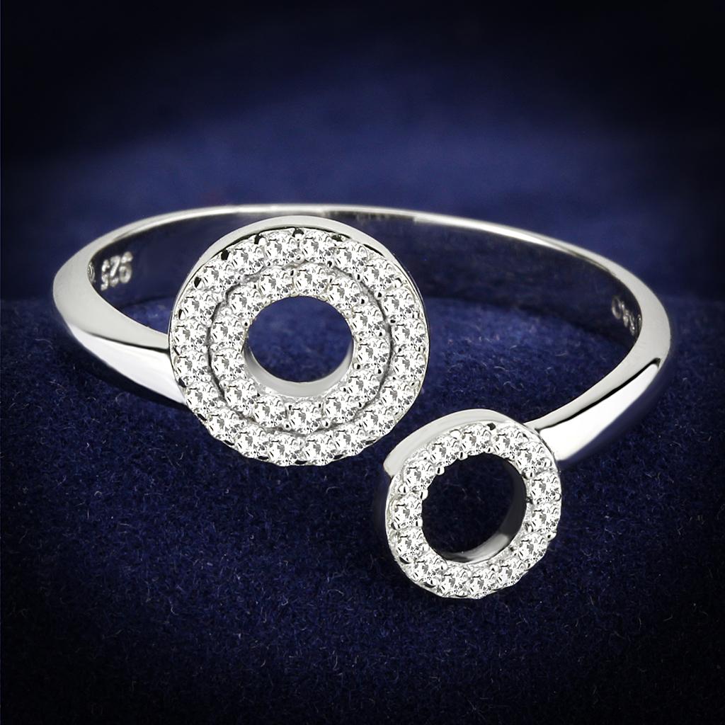 Rhodium 925 Sterling Silver Ring with AAA Grade CZ  in Clear