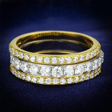 Gold+Rhodium 925 Sterling Silver Ring with AAA Grade CZ  in Clear