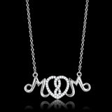 Rhodium 925 Sterling Silver Necklace with AAA Grade CZ  in Clear
