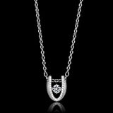 Rhodium 925 Sterling Silver Necklace with AAA Grade CZ  in Clear