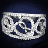 Rhodium 925 Sterling Silver Ring with AAA Grade CZ  in Clear