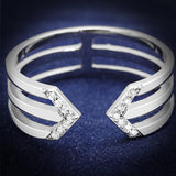 Rhodium 925 Sterling Silver Ring with AAA Grade CZ  in Clear
