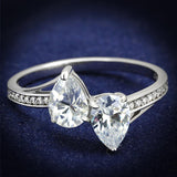 Rhodium 925 Sterling Silver Ring with AAA Grade CZ  in Clear