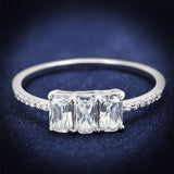 Rhodium 925 Sterling Silver Ring with AAA Grade CZ  in Clear
