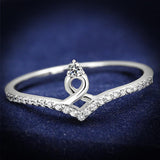 Rhodium 925 Sterling Silver Ring with AAA Grade CZ  in Clear