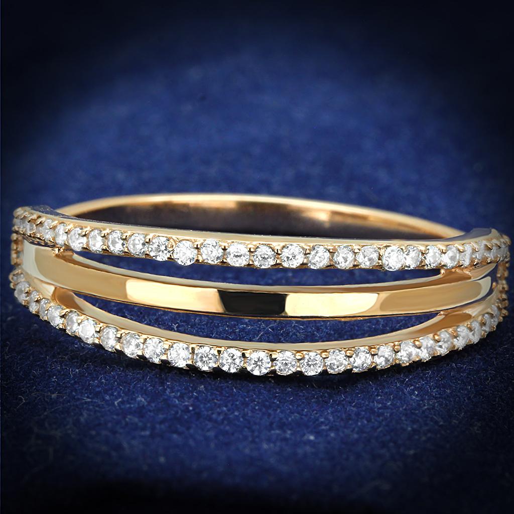 Rose Gold 925 Sterling Silver Ring with AAA Grade CZ  in Clear