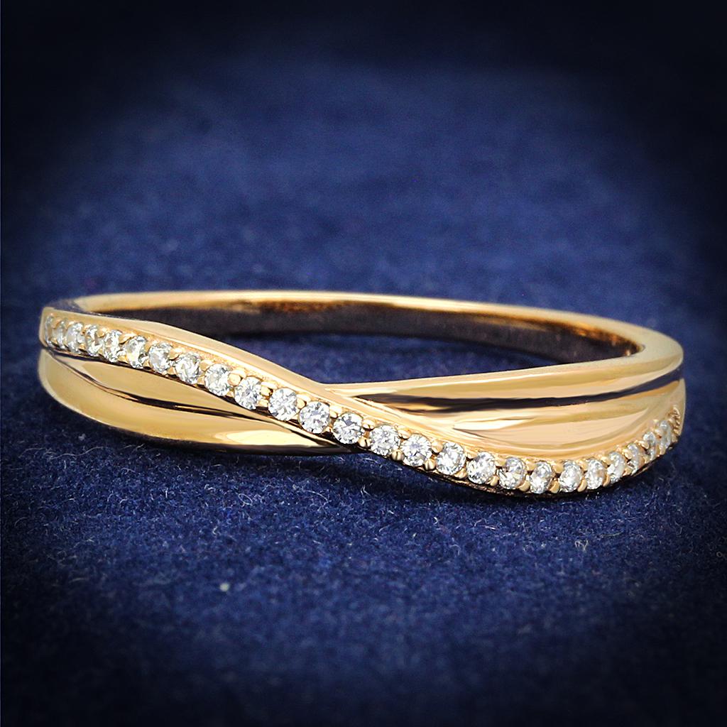 Rose Gold 925 Sterling Silver Ring with AAA Grade CZ  in Clear