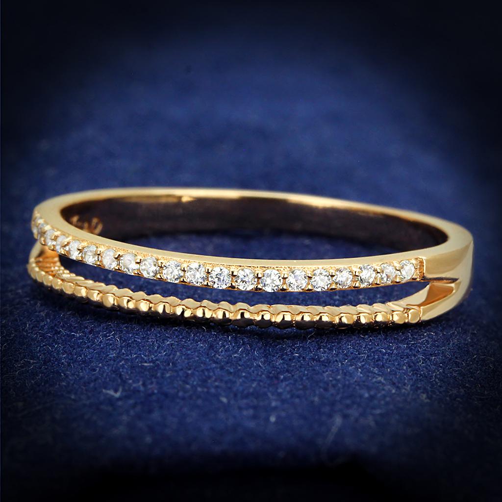 Rose Gold 925 Sterling Silver Ring with AAA Grade CZ  in Clear