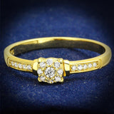 Gold 925 Sterling Silver Ring with AAA Grade CZ  in Clear
