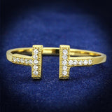 Gold 925 Sterling Silver Ring with AAA Grade CZ  in Clear