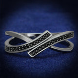 Ruthenium 925 Sterling Silver Ring with Synthetic Spinel in Jet
