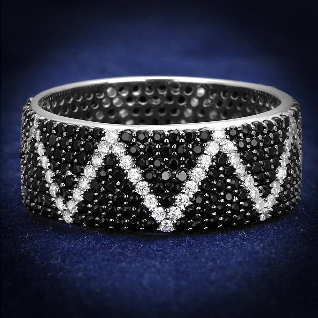 Rhodium + Ruthenium 925 Sterling Silver Ring with Synthetic Spinel in Multi Color