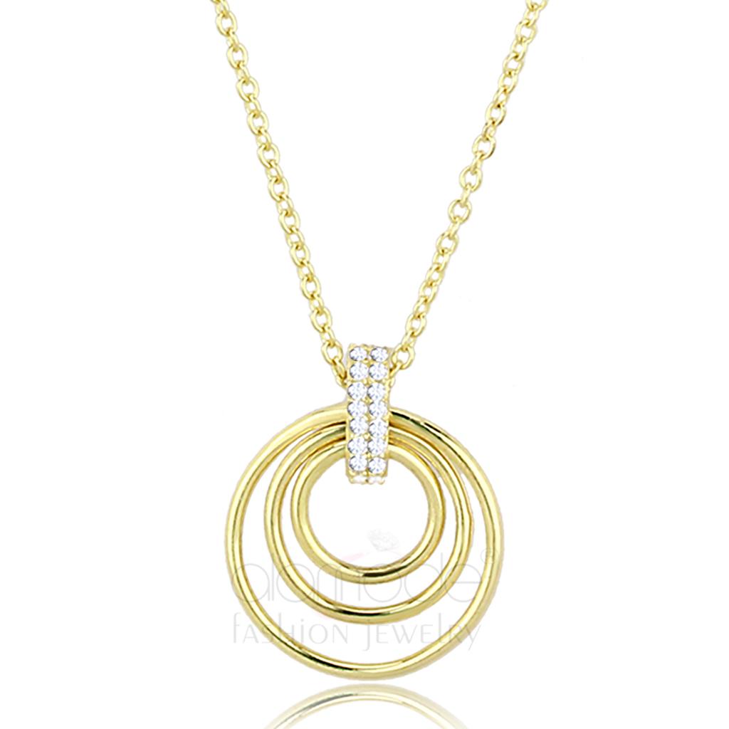 Gold 925 Sterling Silver Necklace with AAA Grade CZ  in Clear