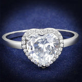 Rhodium 925 Sterling Silver Ring with AAA Grade CZ  in Clear