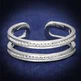 Rhodium 925 Sterling Silver Ring with AAA Grade CZ  in Clear
