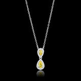 Rhodium 925 Sterling Silver Chain Pendant with AAA Grade CZ  in Topaz