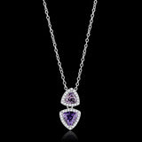 Rhodium 925 Sterling Silver Chain Pendant with AAA Grade CZ  in Amethyst