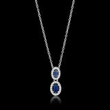 Rhodium 925 Sterling Silver Chain Pendant with Synthetic Synthetic Glass in Montana