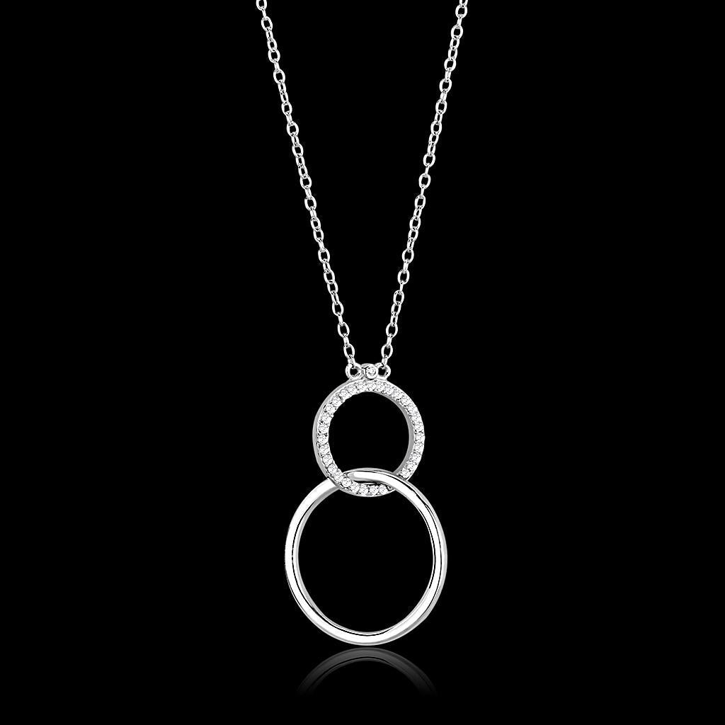 Rhodium 925 Sterling Silver Chain Pendant with AAA Grade CZ  in Clear