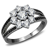 Ruthenium 925 Sterling Silver Ring with AAA Grade CZ  in Clear