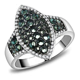 Rhodium + Ruthenium 925 Sterling Silver Ring with Synthetic Synthetic Glass in Blue Zircon