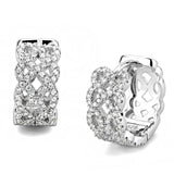 Rhodium 925 Sterling Silver Earrings with AAA Grade CZ  in Clear