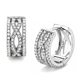 Rhodium 925 Sterling Silver Earrings with AAA Grade CZ  in Clear