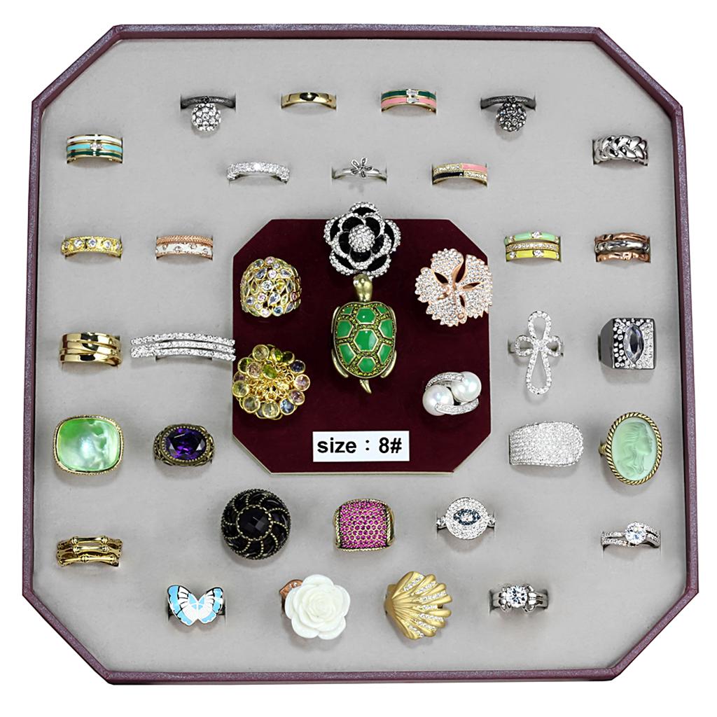 028-SIZE8 - Assorted Brass Ring with Assorted  in Assorted
