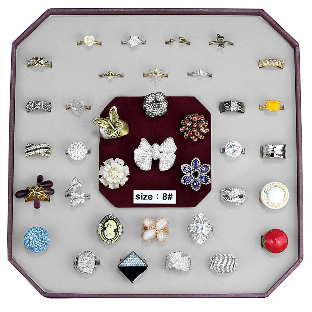 032-SIZE8 - Assorted Brass Ring with Assorted  in Assorted
