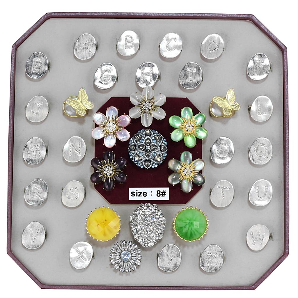 034-SIZE8 - Assorted Brass Ring with Assorted  in Assorted
