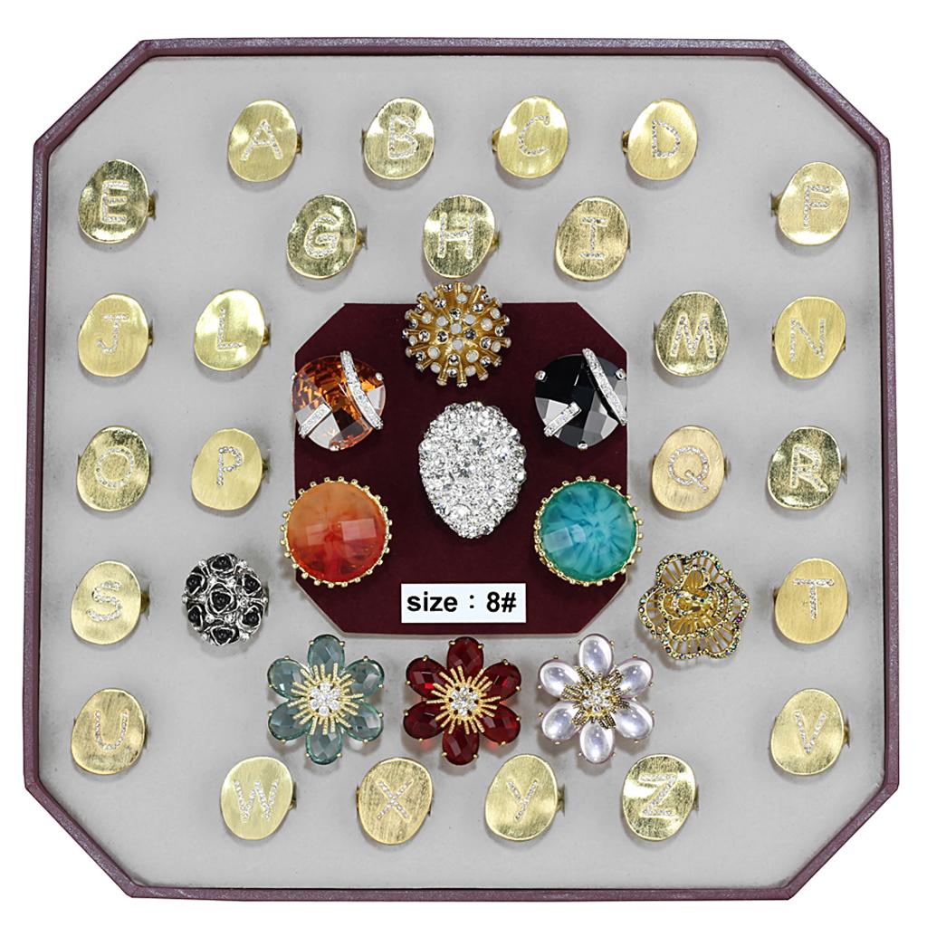 035-SIZE8 - Assorted Brass Ring with Assorted  in Assorted