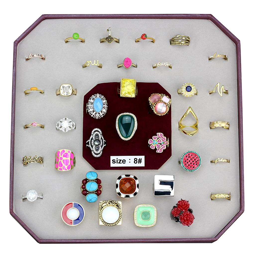 037-SIZE8 - Assorted Brass Ring with Assorted  in Assorted