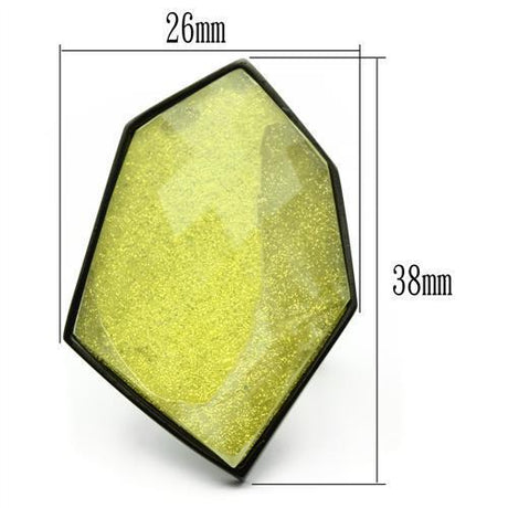 IP Black(Ion Plating) Brass Ring with Synthetic Synthetic Stone in Apple Green color