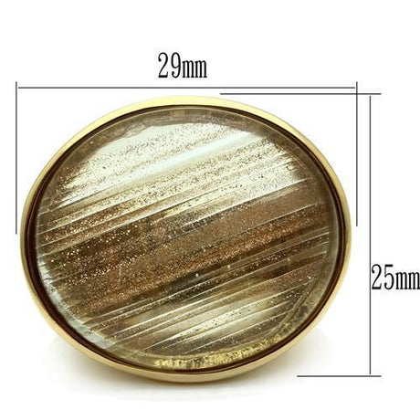 IP Gold(Ion Plating) Brass Ring with Synthetic Synthetic Rutile in Topaz