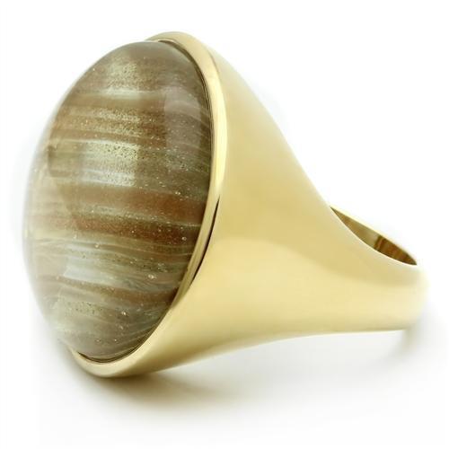 IP Gold(Ion Plating) Brass Ring with Synthetic Synthetic Rutile in Topaz