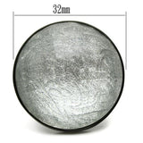 IP Black(Ion Plating) Brass Ring with Synthetic Synthetic Stone in Light Gray