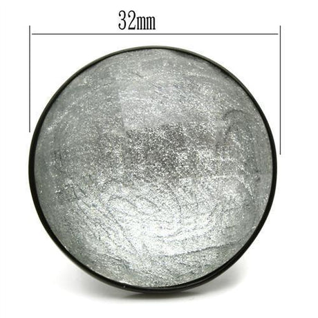 IP Black(Ion Plating) Brass Ring with Synthetic Synthetic Stone in Light Gray