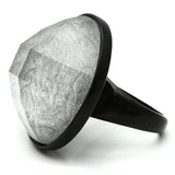 IP Black(Ion Plating) Brass Ring with Synthetic Synthetic Stone in Light Gray