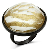 IP Black(Ion Plating) Brass Ring with Synthetic Synthetic Stone in Brown