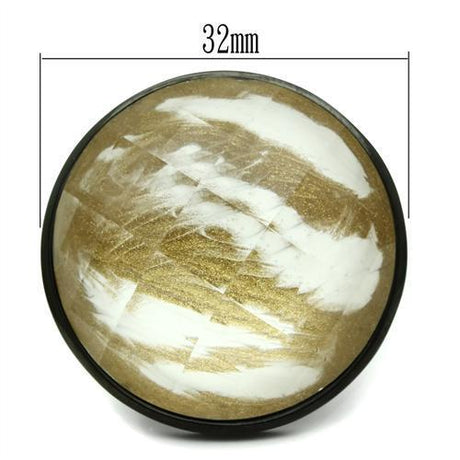 IP Black(Ion Plating) Brass Ring with Synthetic Synthetic Stone in Brown