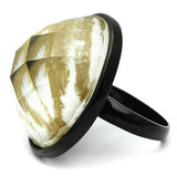 IP Black(Ion Plating) Brass Ring with Synthetic Synthetic Stone in Brown