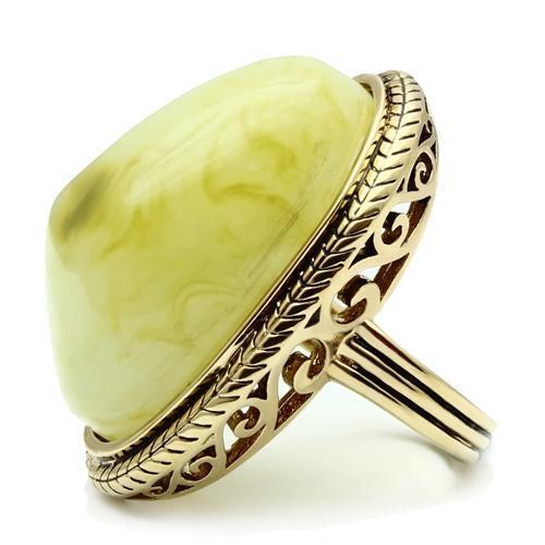 IP Gold(Ion Plating) Brass Ring with Synthetic Synthetic Stone in Apple Green color